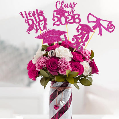 Graduation Centerpiece Sticks 24PCS Glitter Grad Picks Party Table Decor Senior High School College Sign Gold