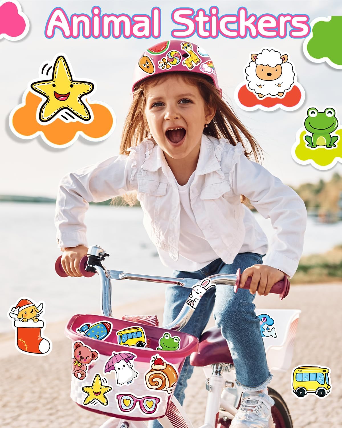Apakkai 600 Pcs Cute Stickers for Kids, Water Bottle Stickers for Teens, Kawaii Vinyl Phone Laptop Skateboard Animal Waterproof Sticker, Bulk Aesthetic Sticker Packs for Boys Girls Teacher