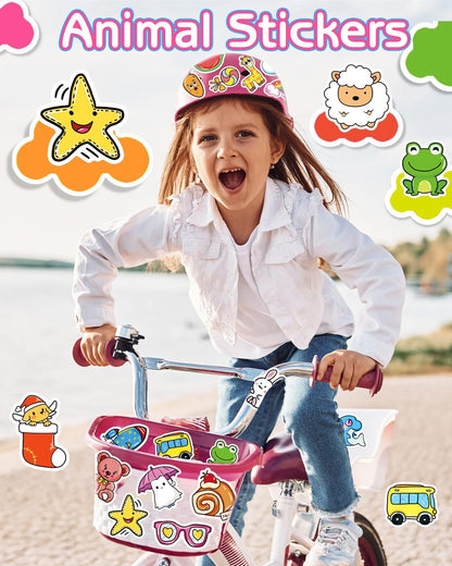 Apakkai 600 Pcs Cute Stickers for Kids, Water Bottle Stickers for Teens, Kawaii Vinyl Phone Laptop Skateboard Animal Waterproof Sticker, Bulk Aesthetic Sticker Packs for Boys Girls Teacher