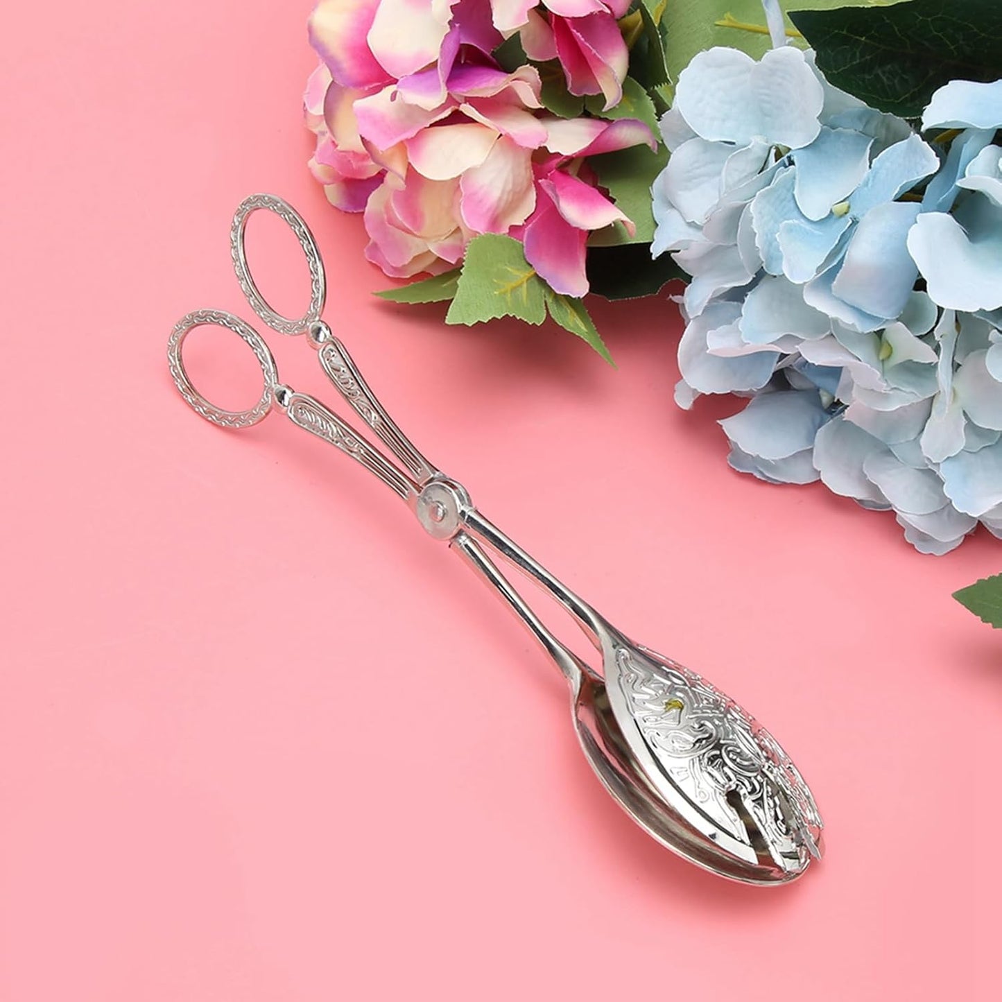 Salad Tongs, Zinc Alloy Kitchen Tongs, Bread Clips with Scissor Handles for Buffet, Appetizers, Party, Serving Food, Cooking