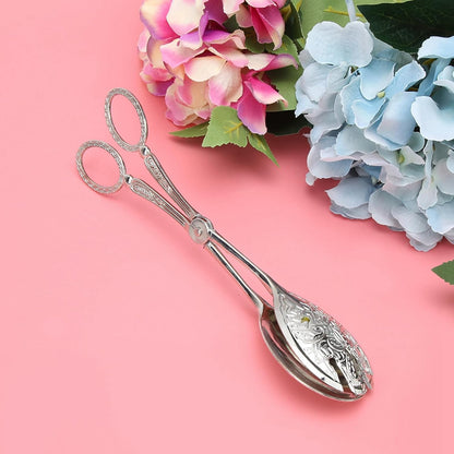 Salad Tongs, Zinc Alloy Kitchen Tongs, Bread Clips with Scissor Handles for Buffet, Appetizers, Party, Serving Food, Cooking