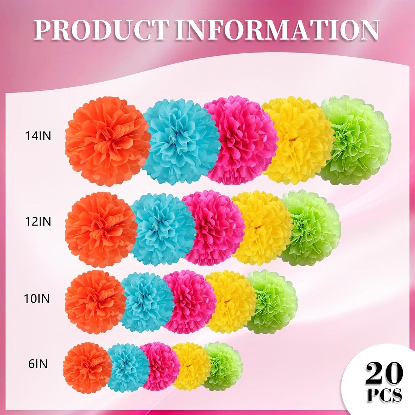 18 PCS Tissue Paper Pom Poms, Tissue Pom Poms Flowers, Sizes of 6", 10", 12", 14" Hanging Paper Flower Ball for Wedding, Birthday, Halloween, Christmas, Baby Shower Party Decor (Red Black Gold)