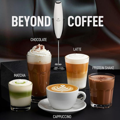 Zulay Kitchen Powerful Milk Frother Wand With Duracell Batteries - Ultra Fast Handheld Drink Mixer - Electric Whisk Foam Maker for Coffee, Lattes, Cappuccino & Matcha - Z1 Motor - Black - Colors B