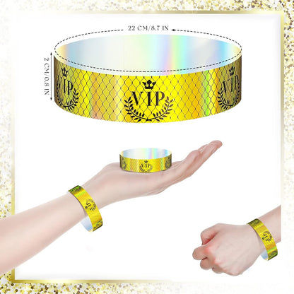 Jadive 500 Pieces Paper Wristbands VIP Plastic Waterproof Party Identification Wristbands Party Bracelets for Events Amusement Parks, Club, Concerts, Fairs, Festivals and Events(Black, Gold)