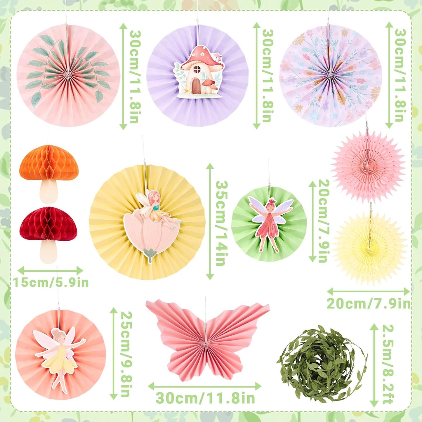 Easy Joy Paper Leaves Decorations for Wall Paper Fans Classroom Decoration Leaves Backdrop Decor Wall Decor,Set of 9