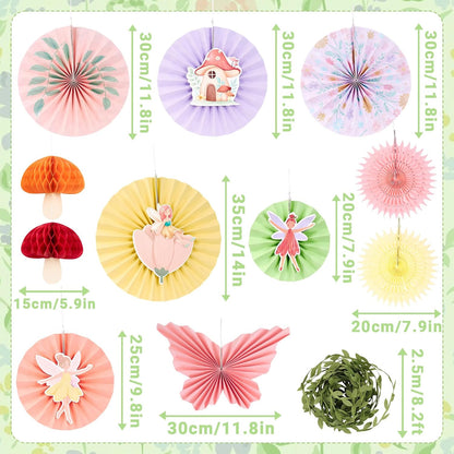 Easy Joy Paper Leaves Decorations for Wall Paper Fans Classroom Decoration Leaves Backdrop Decor Wall Decor,Set of 9