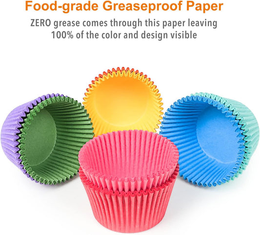 Gifbera Bright Rainbow Standard Cupcake Liners Solid Colorful Paper Baking Cups 400-Count