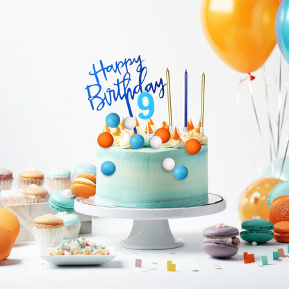 Yerliker 34 Pcs Happy Birthday Cake Toppers Decorations Birthday Candles DIY Cake Decor for Men Women Wedding Anniversary(Gold)