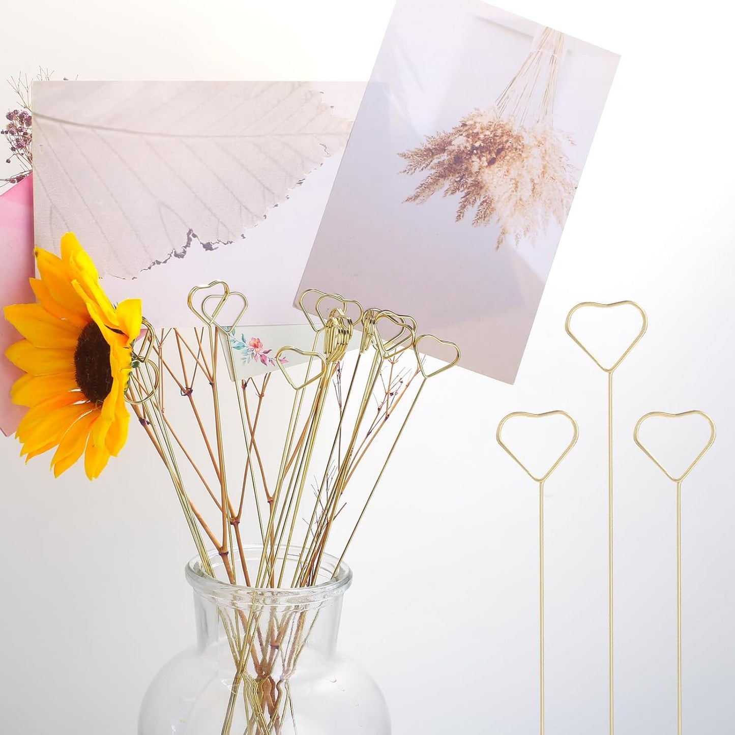 Picture Holders for Centerpieces,40Pcs Gift Card Holder Picks,Metal Photo Holders for Centerpieces,Sticks for Flower Bouquet Wedding Party Birthday (Round Shaped)