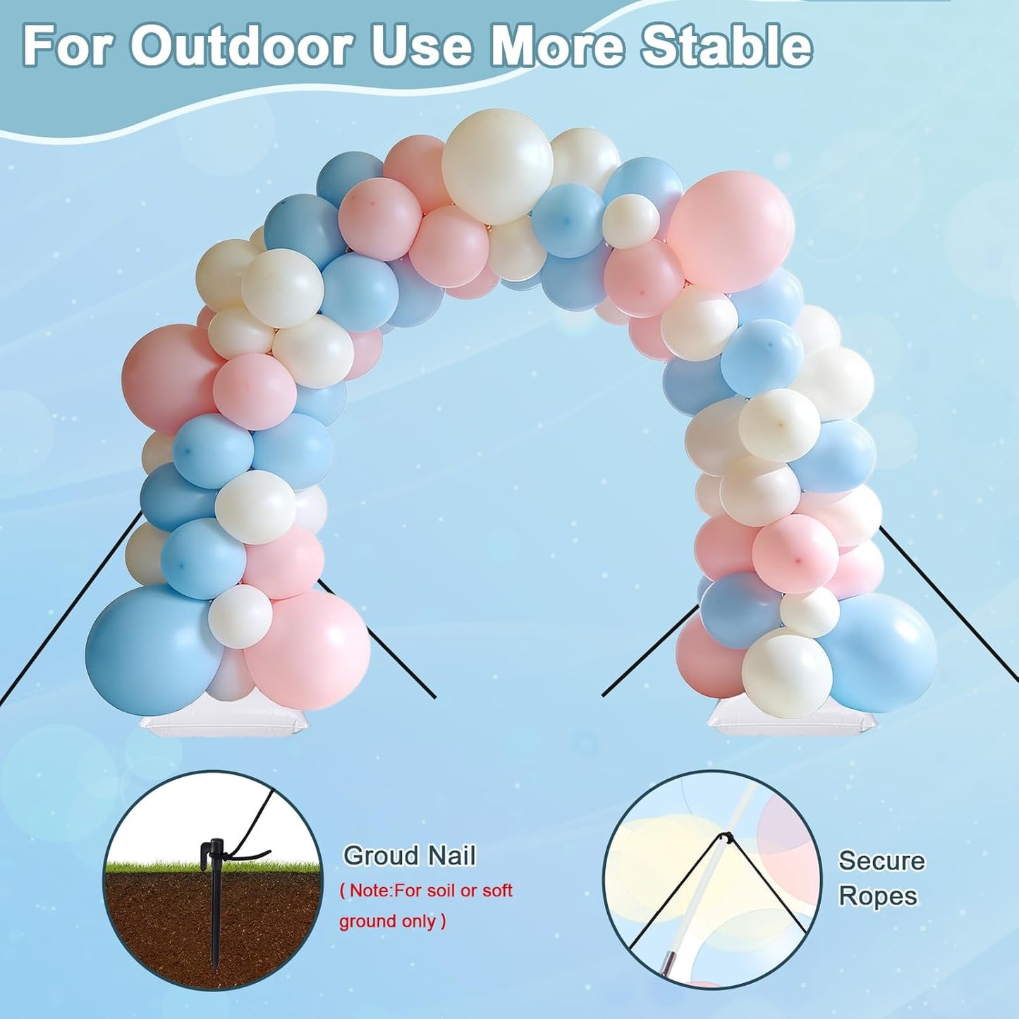 AXHJ Balloon Arch Kit, 7.4FT High&10FT Wide Adjustable Glass Fiber Balloon Arch Stand Frame with Bases and Water Bag DIY Party Wedding Birthday Baby Shower Decorations, Black