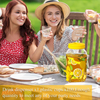 Havawish 2 Pcs 1 Gallon Plastic Beverage Dispenser with Spigot Clear Summer Kitchen Fridge Drink Dispenser for Parties Lemonade Juice Tea Beer Cold Water (Red,Cylinder)