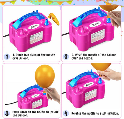 Balloon Pump Electric, Portable Balloon Inflator, Dual Nozzle 110v 600w With 113 Accessories Including Electric Air Pump, Birthday Decorations, Party Decorations, Suitable Gender Reveal, Baby Shower