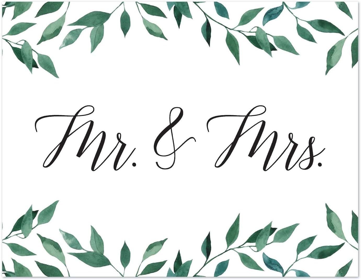 Andaz Press Wedding Party Signs, Natural Greenery Green Leaves, 8.5x11-inch, Bridal Shower Scavenger Hunt, 1-Pack - Colors B