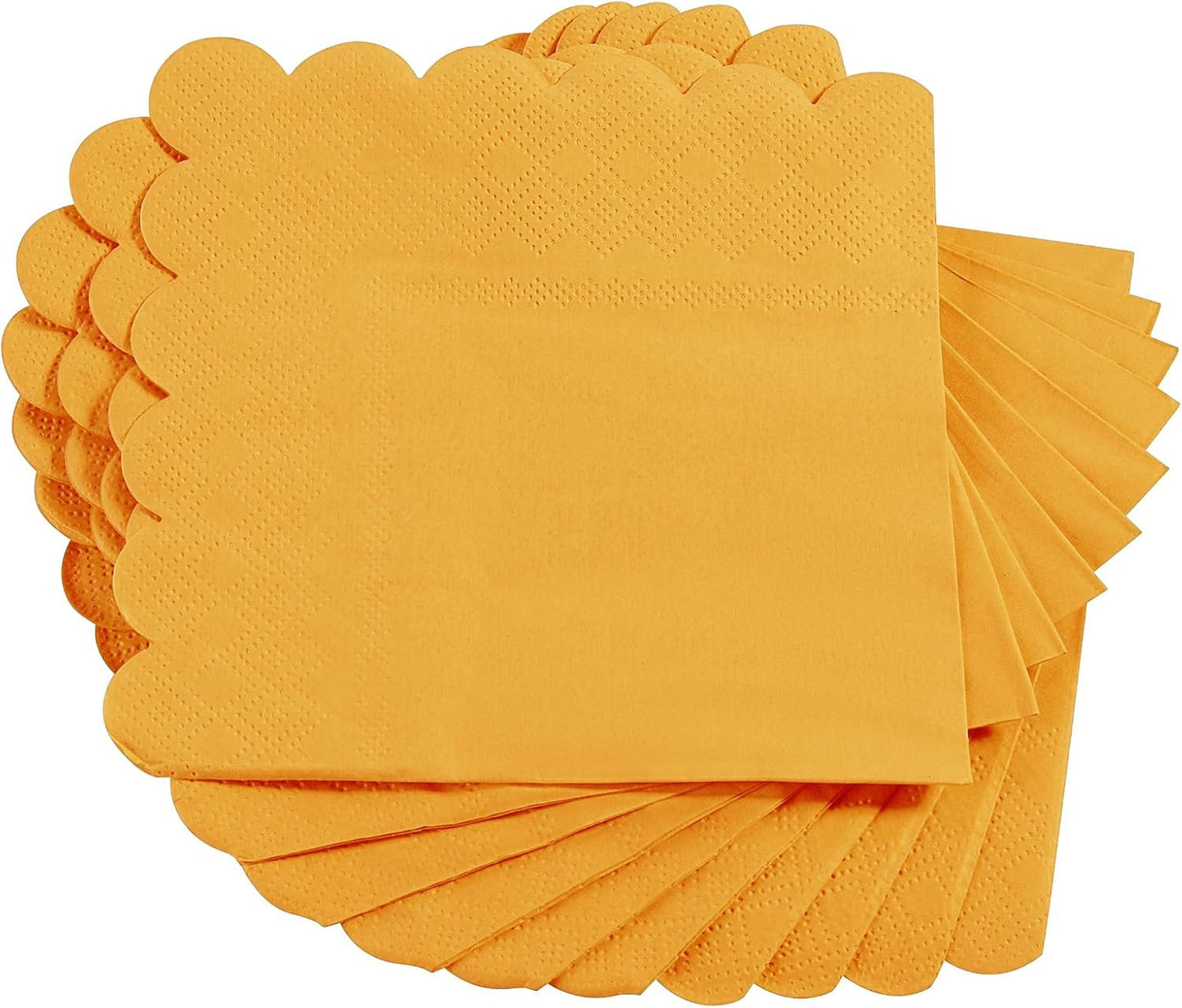 100 Pack Cocktail Napkin 2-Ply Scalloped Edged Dessert Napkins Folded 5 x 5 Inches Disposable Napkins for Dinner Wedding Birthday Party Bridal Anniversary Reception Event (Pink)
