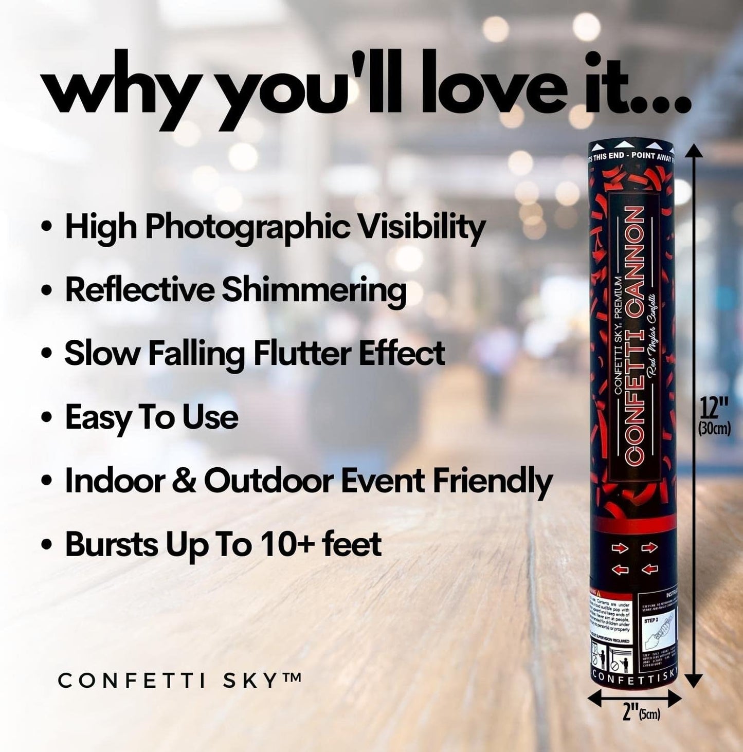 Confetti Sky [6 Pack] 12 Inch Confetti Cannons | Multicolor Confetti Poppers for Wedding Celebration, Birthday Party, Pranks, Graduation, Christmas Eve and New Year Celebration