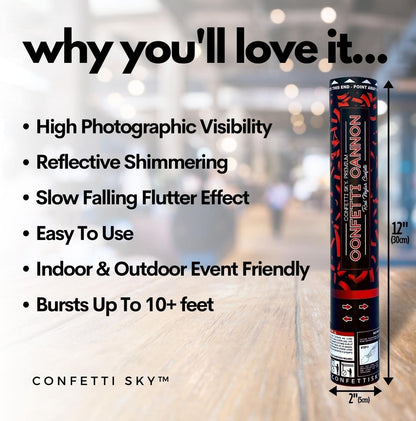 Confetti Sky [6 Pack] 12 Inch Confetti Cannons | Multicolor Confetti Poppers for Wedding Celebration, Birthday Party, Pranks, Graduation, Christmas Eve and New Year Celebration