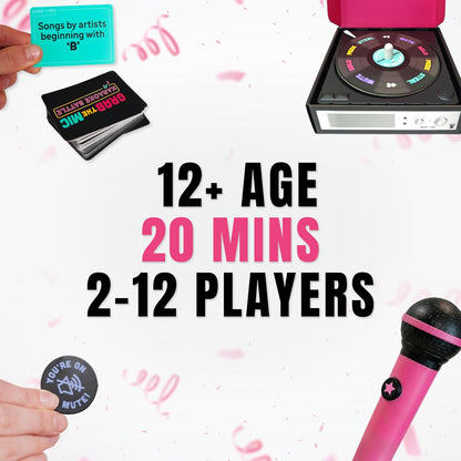 Lucky Egg Official Grab The Mic – Family Karaoke Board Game w/Foam Mic, 8+ Ages, 2-10 Players - Games for Bad Singers w/ 230 Lyrics (115 Cards)