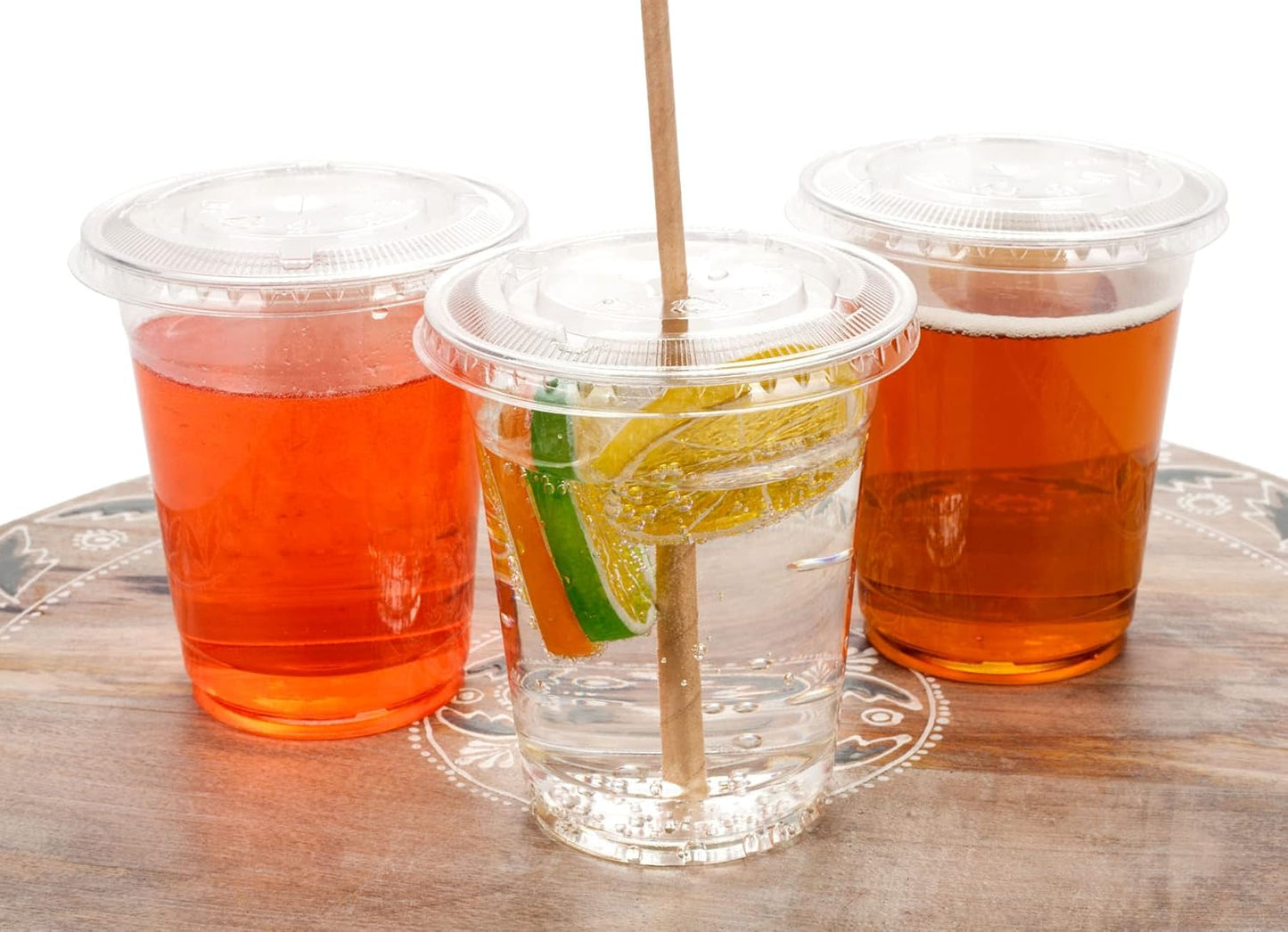 Golden Apple Cup series, 9oz Clear Plastic cups with Flat lids no hole 50sets