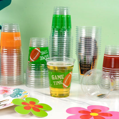 GuassLee 50 Luau Cups for Hawaiian Luau Party Decorations, 12 OZ Tiki Tropical Plastic Disposable Cups for Pool Flamingo Tiki Birthday Party Decor Supplies