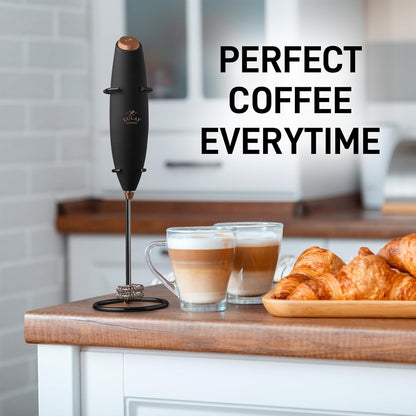 Zulay Kitchen Powerful Milk Frother Wand With Duracell Batteries - Ultra Fast Handheld Drink Mixer - Electric Whisk Foam Maker for Coffee, Lattes, Cappuccino & Matcha - Z1 Motor - Black - Colors D