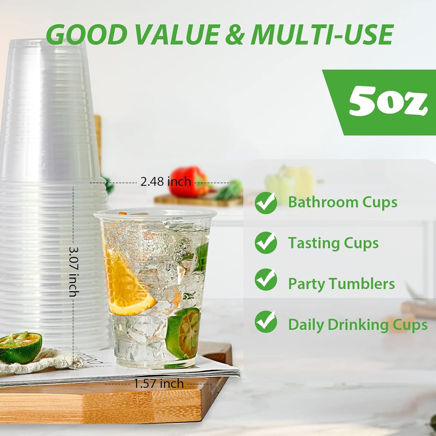 Lilymicky 500 Pack 9 oz Clear Plastic Cups, Disposable Drinking Cups, Plastic Party Cups for Birthday Parties, Picnics, Ceremonies, and Any Events