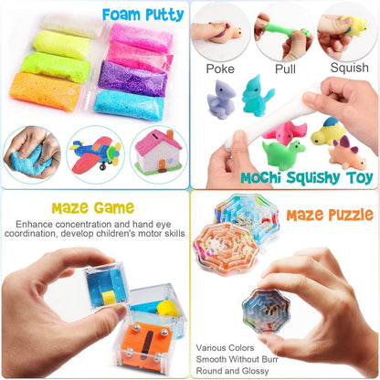 Totbit 56 Pcs Party Favors Toys for Kids 4-8 8-12 3-5, Treasure Chest Box Toys Classroom Carnival Prizes Small Bulk Pop Fidget Toys Pack Pinata Stuffers Birthday Gifts Goodie Goody Candy Bags Fillers