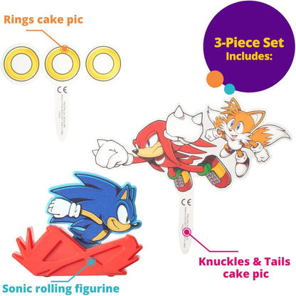 DecoPac Sonic the Hedgehog Rings, Cupcake Decorations Featuring Sonic, Tails, and Shadow - 24 Pack