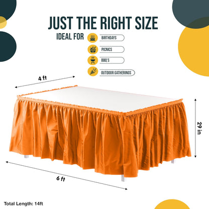 Exquisite Ruffle Table Skirt Pink 6 Pack 14 Ft Long Table Skirts for Rectangle Tables 6ft Plus or Round Tables Skirts with Adhesive Strip for Gender Reveal Decor & Happy Birthday Parties