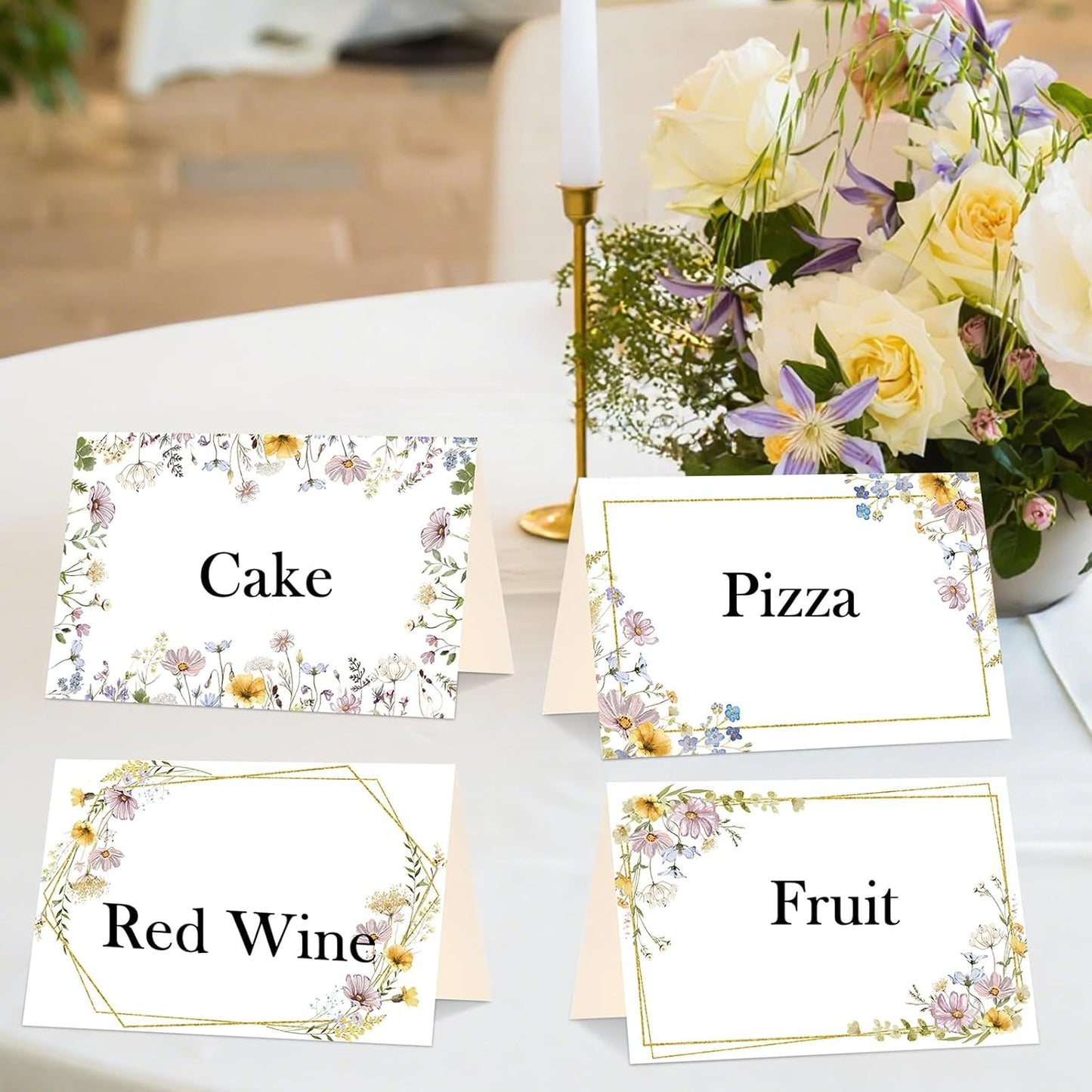 Honoson 48 Pcs Watercolor Greenery Place Cards for Table Setting 4.6 x 3 Inch Blank Fillable Seat Card Eucalyptus Tent Folding Name Card for Weddings, Parties, Banquets