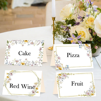 Honoson 48 Pcs Watercolor Greenery Place Cards for Table Setting 4.6 x 3 Inch Blank Fillable Seat Card Eucalyptus Tent Folding Name Card for Weddings, Parties, Banquets