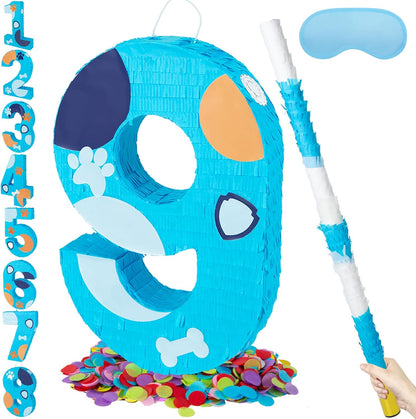 PCFING 20 Inch Dog Paw Number 1 Piñata with 30 Inch Piñata Stick Blindfold Confetti for Boy Girl Adults Birthday Party Decorations, Anniversary Celebration, Fiesta