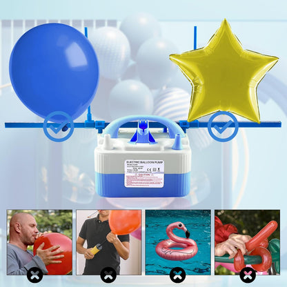 QIPUMP Balloon Pump Electric,110V 600W Balloon Blower Inflator Dual Nozzle Air Pump Balloons Inflator for Decoration, Party, Sport,Gifts:2 Balloon Tying Tools