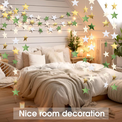 Patelai Glitter Star Garland Banner 2026 Graduation Decor 130 Feet Star Hanging Banner Twinkle Backdrop for Party Birthday Classroom Wedding Supplies(Gold)