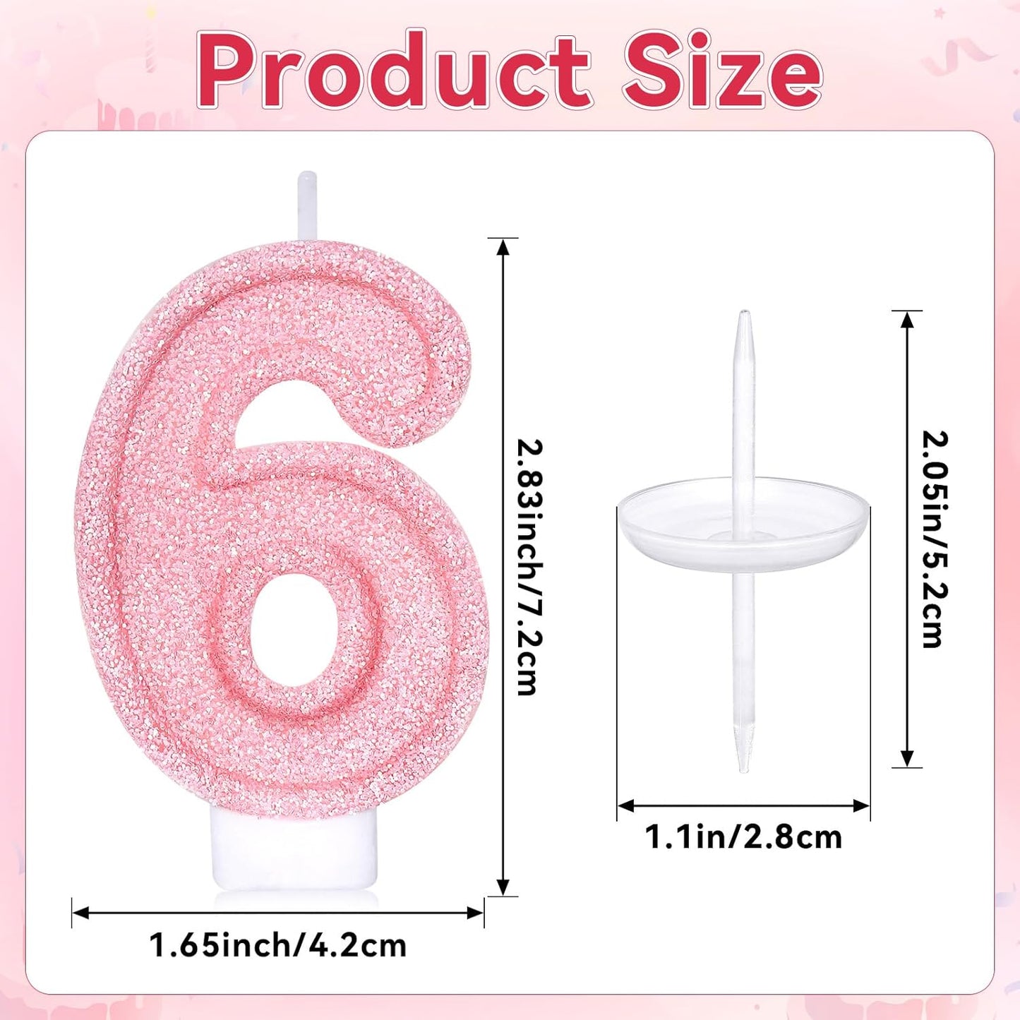 Cute Number 3 Birthday Candle, Glitter Pink Number Candles, Birthday Cake Topper Decoration, Party Supplies Anniversary Celebrations