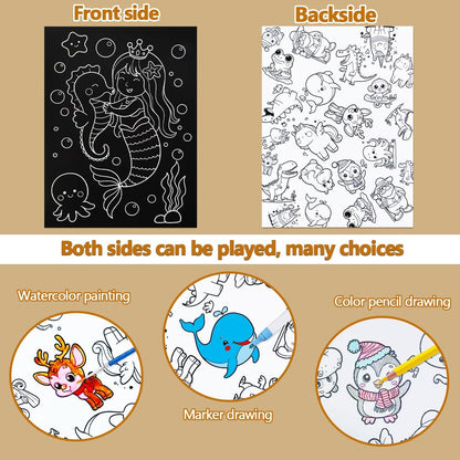 BAOXUE Scratch Art for Kids, Mermaids Black Rainbow Scratch Paper Set-Arts And Crafts & Supplies, DIY Activity & Party Games, Mermaid Toys Gifts for Toddlers, Girls