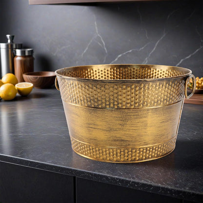 Metal Ice Bucket Galvanized Beverage Tub, Drink Buckets Large Cooler for Wine Beer Champagne Cocktails for Catering, Bars, Parties, Outdoor Events (Black-1PC)