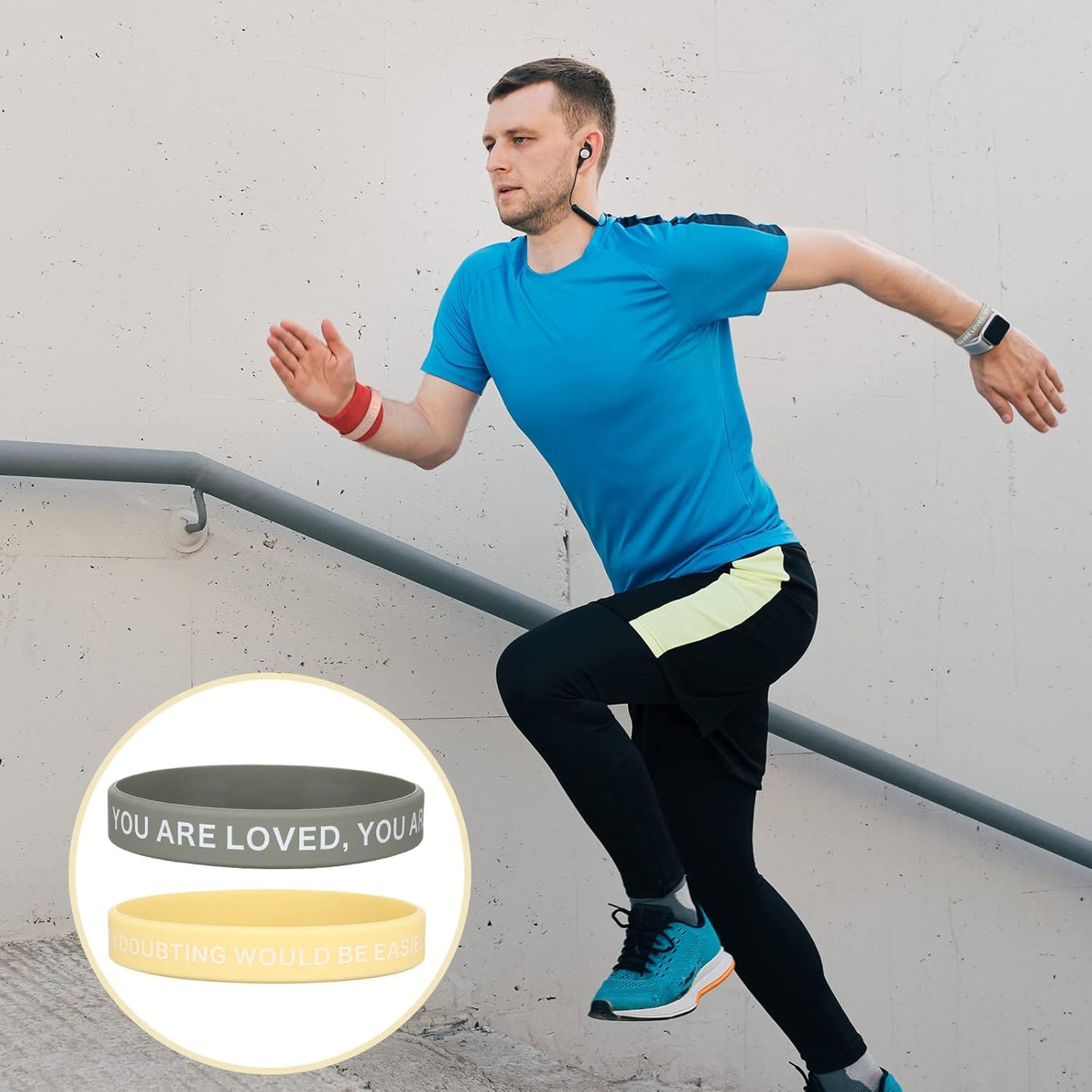 60 Pieces Motivational Quote Rubber Wristbands Colored Inspirational Silicone Bracelets Stretch Unisex Wristbands for Women Men Gifts, 20 Styles