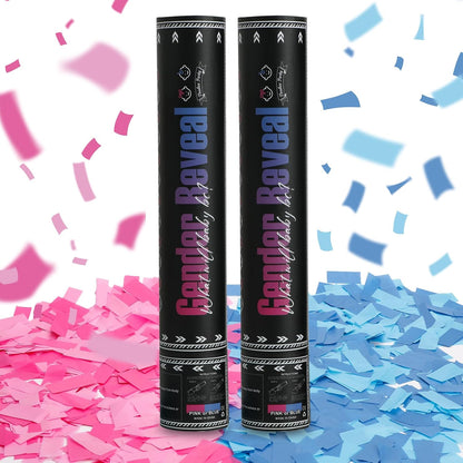Gender Reveal Pink Confetti Cannon, DOUKEE Baby Shower Pink only Biodegradable Confetti Poppers for Girl Baby Reveal Party - 2 Set