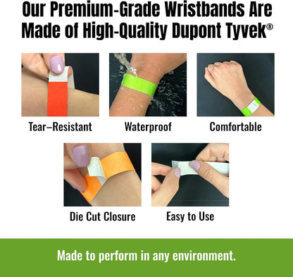 WristCo Custom Printed Wristbands | Super Rush | Fast Delivery – Select a Color Quantity & Personalize w/Clipart Text & Logos - Tyvek Wrist Band ID Bracelets for Events Party Security Admission VIP