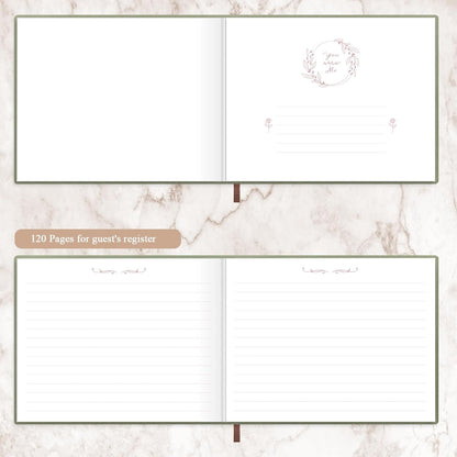 Elegant Wedding Guest Book - Perfect for Wedding Receptions, Baby Showers, Birthdays and Special Events - 7" x 9" Sign in Book - 120 Lined Pages - Leather Hardcover - Pink