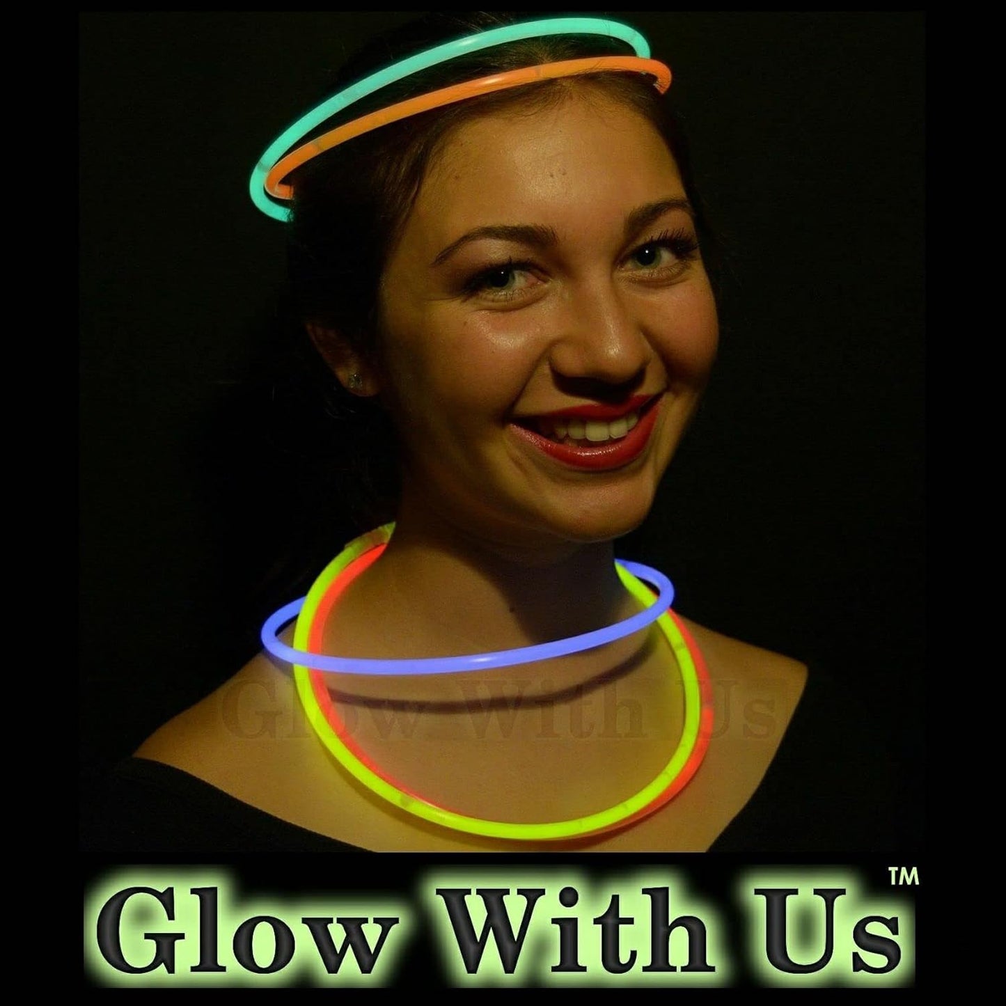 Glow Sticks Bulk Wholesale Necklaces, 100 22" Glow Necklaces, Glow 8-12 Hr, Connector Pre-attached (handy), Bright Colors, Glow-in-the-dark Party Supplies.