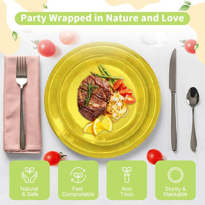 LANLISA 50 Pcs Pink Paper Plates Disposable, 25-9" & 25-7" Disposable Birthday Cake Dessert Plates For Valentines Day, Baby Shower, Easter Party, Mothers Day Party Supplies