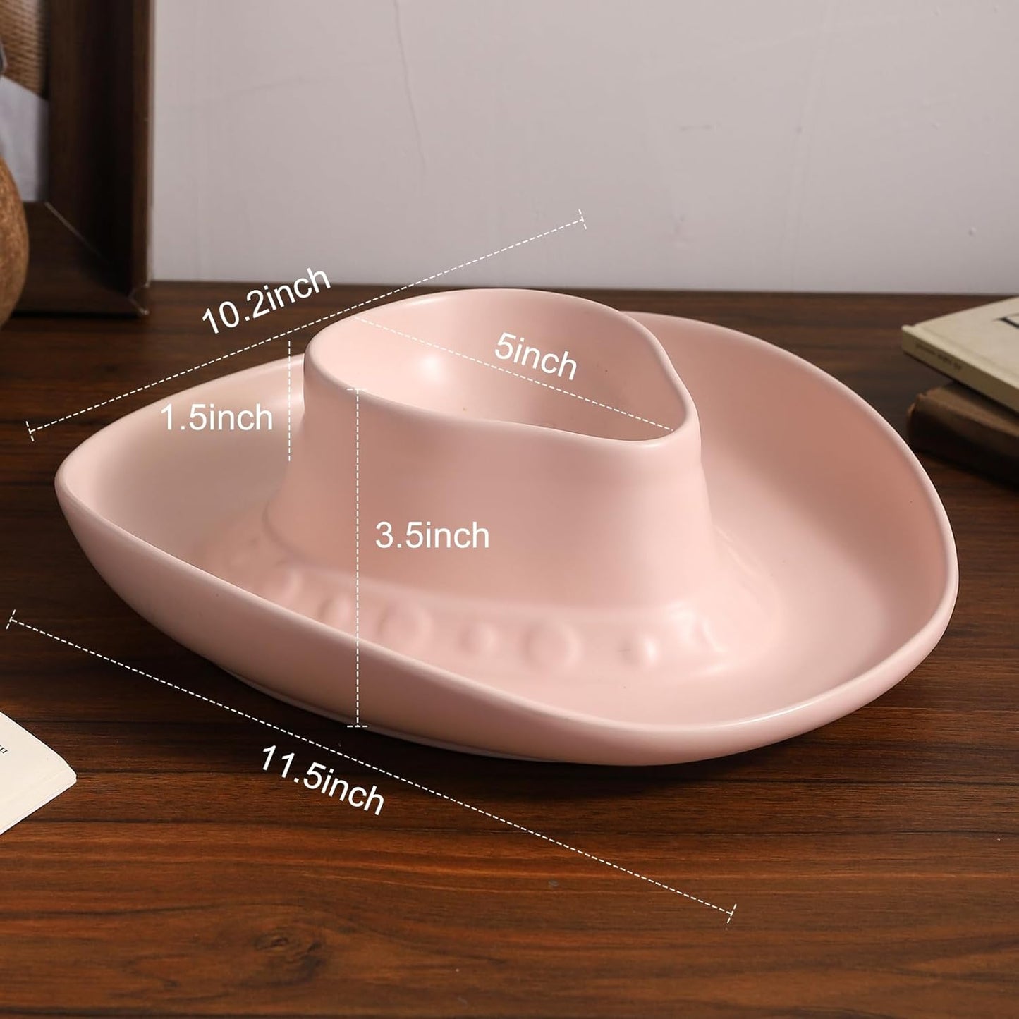 Chip and Dip Serving Set Bowl Cowboy Hat Chips and Salsa Serving Dish.10.6 x 11.6 x 3.5 in White