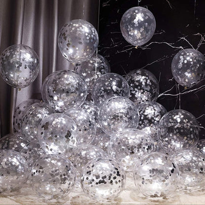 KIRIKOU Pack of 24 Pieces Confetti Balloons 12 Inch Latex Party Balloons for Party Decorations, Wedding, Engagement, Bridal, Birthday and Shower (Black)