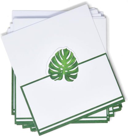 Gift Boutique 100 Pack Palm Leaf Place Cards Floral Green Leaves Seating Name Card Wedding Party Table Setting Tropical Folded Greenery Tent Cards