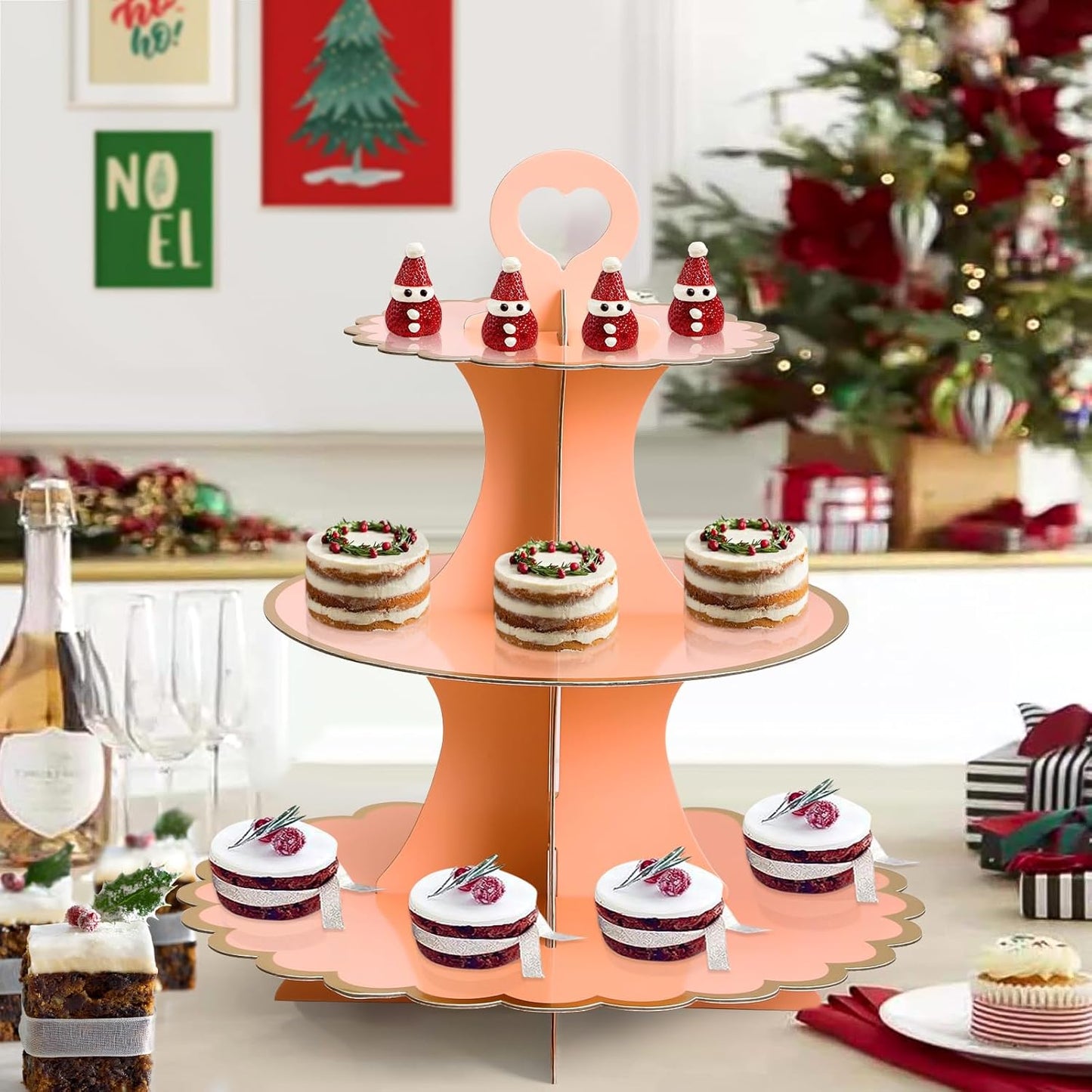 Soleebee 3-Tier Cupcake Stand, Cardboard Cupcake Tower, Cup Cake Stand Tower for Birthday Wedding Party Decoration, Cupcake Tier Stand Desserts Display 1 Set (Purple Gold)