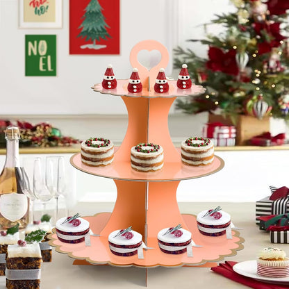 Soleebee 3-Tier Cupcake Stand, Cardboard Cupcake Tower, Cup Cake Stand Tower for Birthday Wedding Party Decoration, Cupcake Tier Stand Desserts Display 1 Set (Purple Gold)