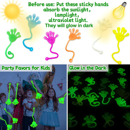 Armaytoy 20Pack Glow in Dark Glitter Sticky Hands Party Favors for Kids Pinata Goodie Bag Stuffers Classroom Prizes Birthday Stretchy Treat Trinkets Treasure Box Bulk Toys