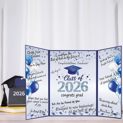 QIYANPAX Graduation Guest Book 2026, Blue and Gold Graduation Decorations Class of 2026, Graduation Signature Book, Congrats Grad Guest Book Alternative, Unique Graduation Gifts
