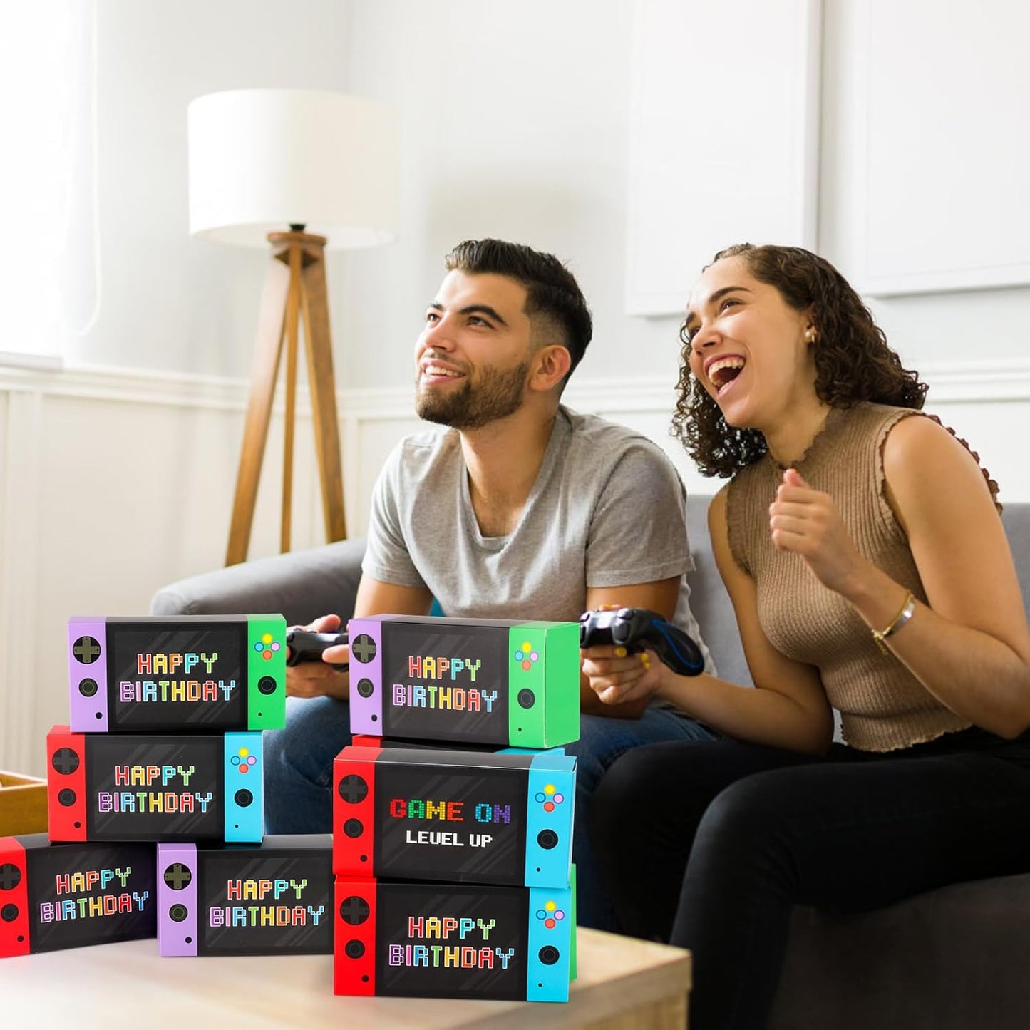 Video Game Party Decorations 16 Pack Video Game Party Favor Boxes Happy Birthday Game Paper Party Boxes for Kids Boys 8-12 Video Game Birthday Party Decorations Supplies Goodie Treat Candy Gift Bags